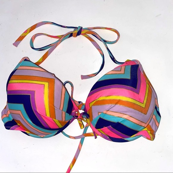 Victoria’s Secret Stripe Swimsuit Bikini Top Size 34B ~ - Picture 1 of 5